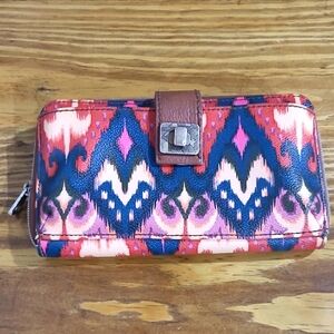 The Sak Ikat Patterned Coated Cotton Wallet Wristlet Bag Purse